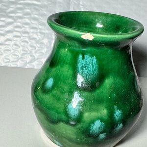 Vintage Green Glazed Ceramic Vase